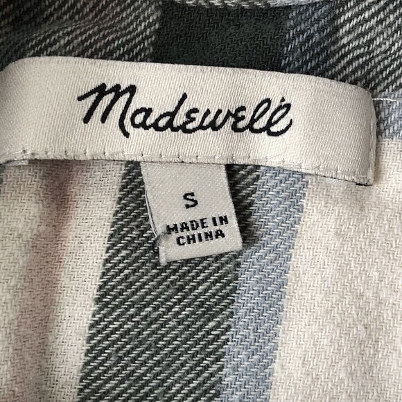 MADEWELL Womens Button Down Plaid Boxy Short Sleeve Shirt Size Small - Picture 3 of 15